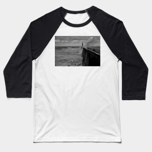 Stormy seas over Tynemouth Pier Baseball T-Shirt